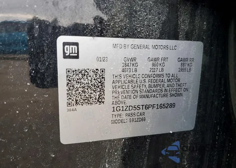 2023 Chevrolet Malibu Lt z USA, uszkodzony, nr VIN 1G1ZD5ST6PF165289